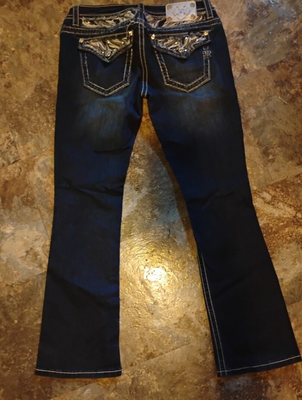 Miss Me JE8202BL Embellished Low Rise Bootcut Jeans Size 31*32